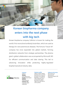 Korean Biopharma Company Enters Into The Next Phase With B