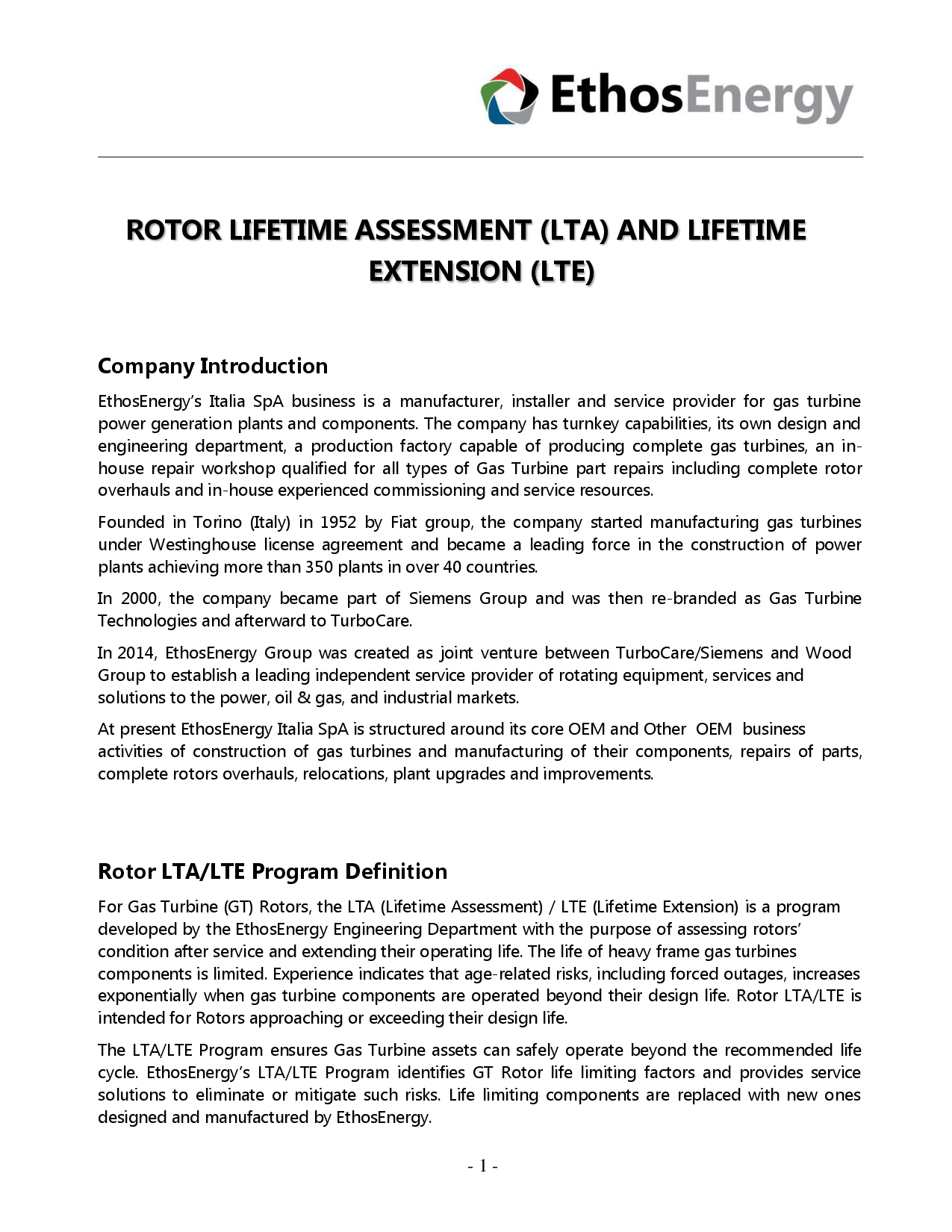 Rotor Lifetime Assessment Lta And Life Time Extension Lte