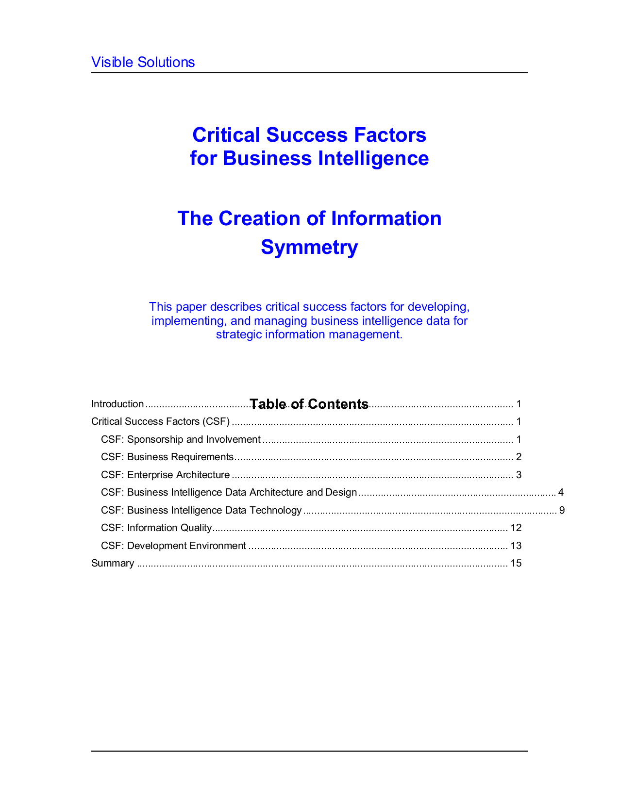 critical success factors case study