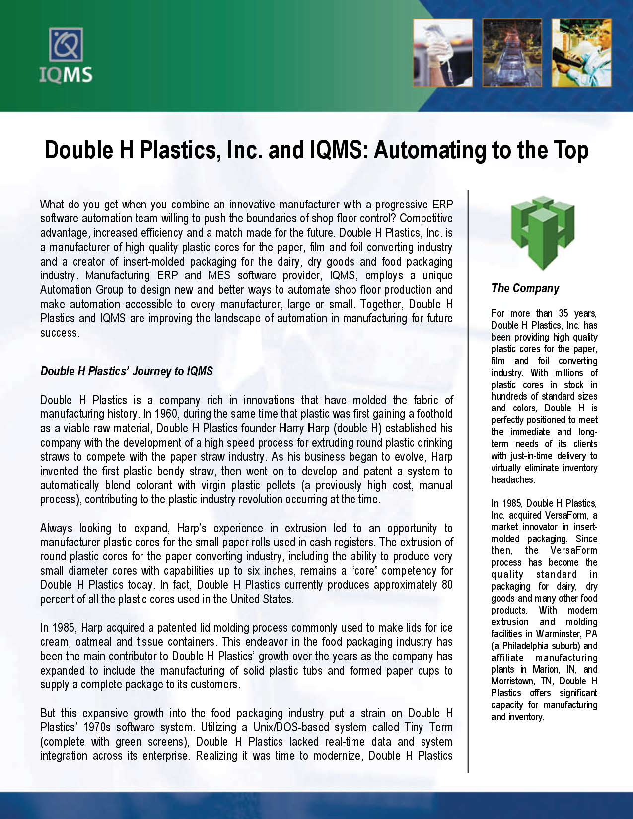Double H Plastics, Inc. and IQMS: Automating to the Top