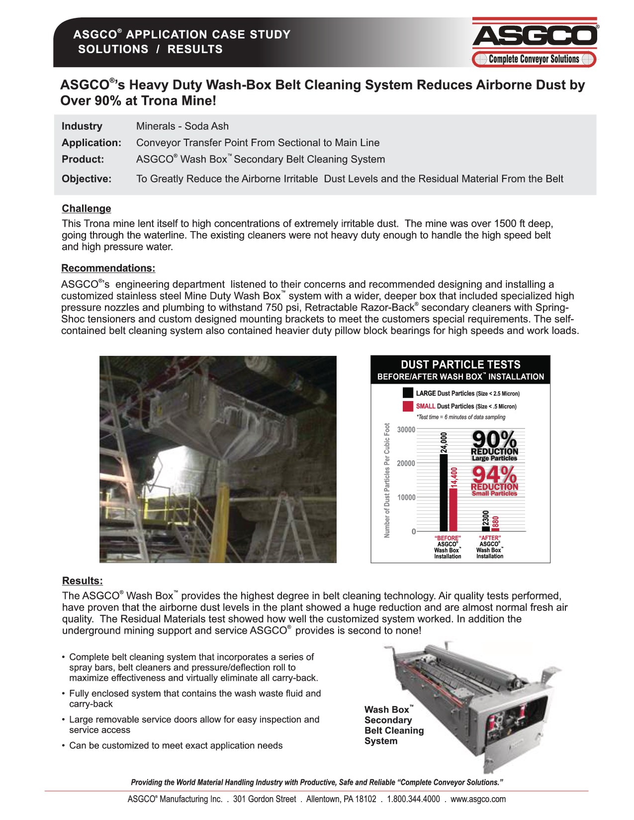 ASGCO's Heavy Duty Wash-Box Belt Cleaning System Reduces Air