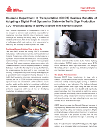 Colorado Department of Transportation (CDOT) Realizes Benefi