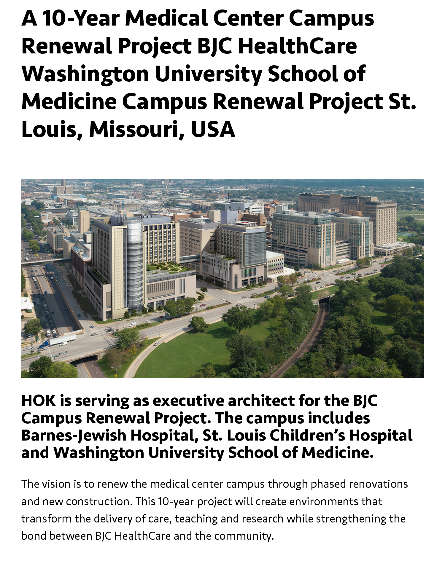 A 10 Year Medical Center Campus Renewal Project Bjc Healthca