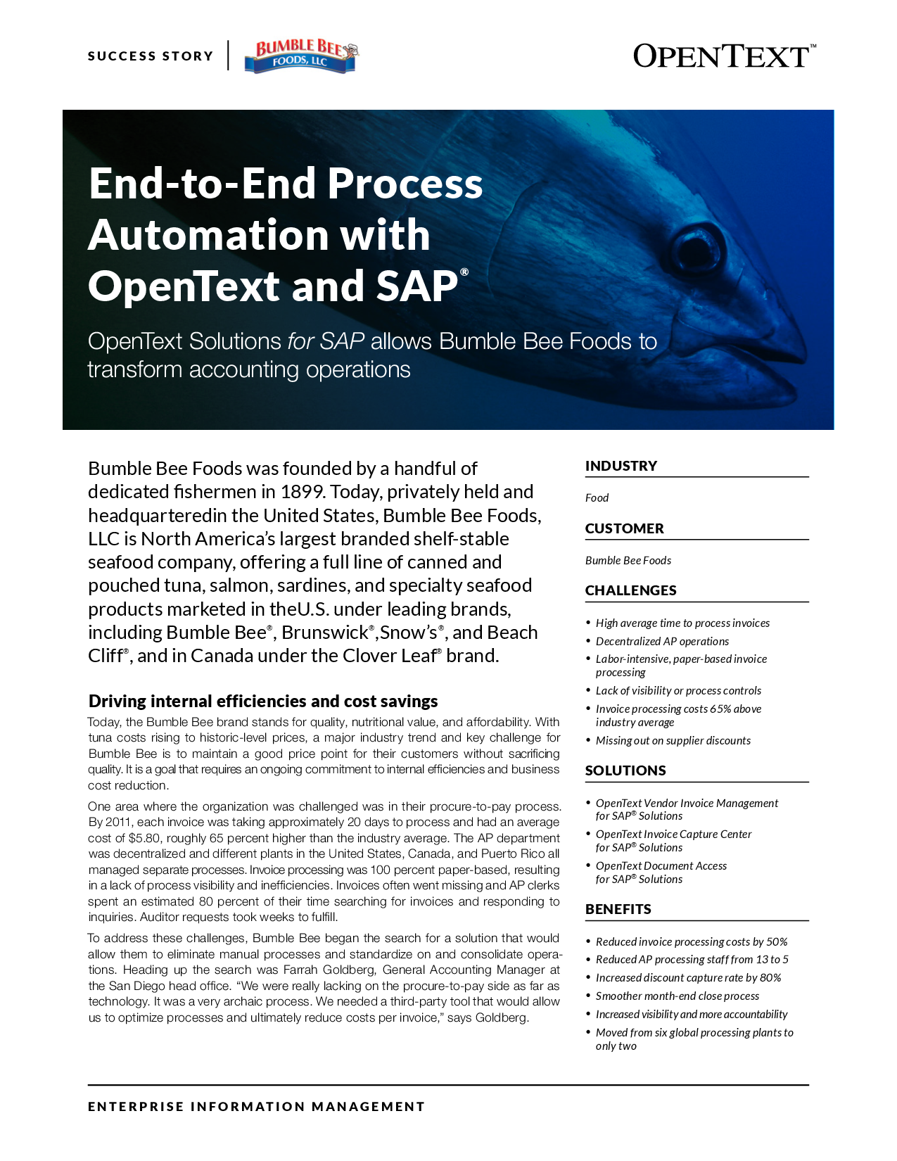 End To End Process Automation With Opentext And Sap