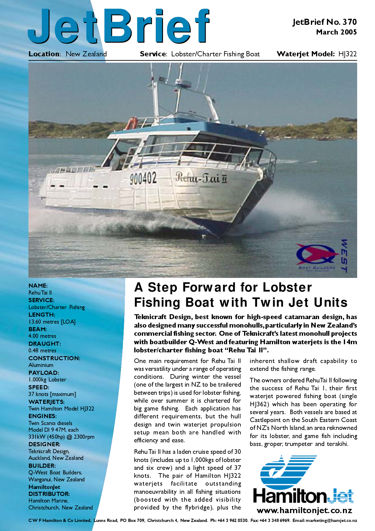 A Step Forward for Lobster Fishing Boat with Twin Jet Units