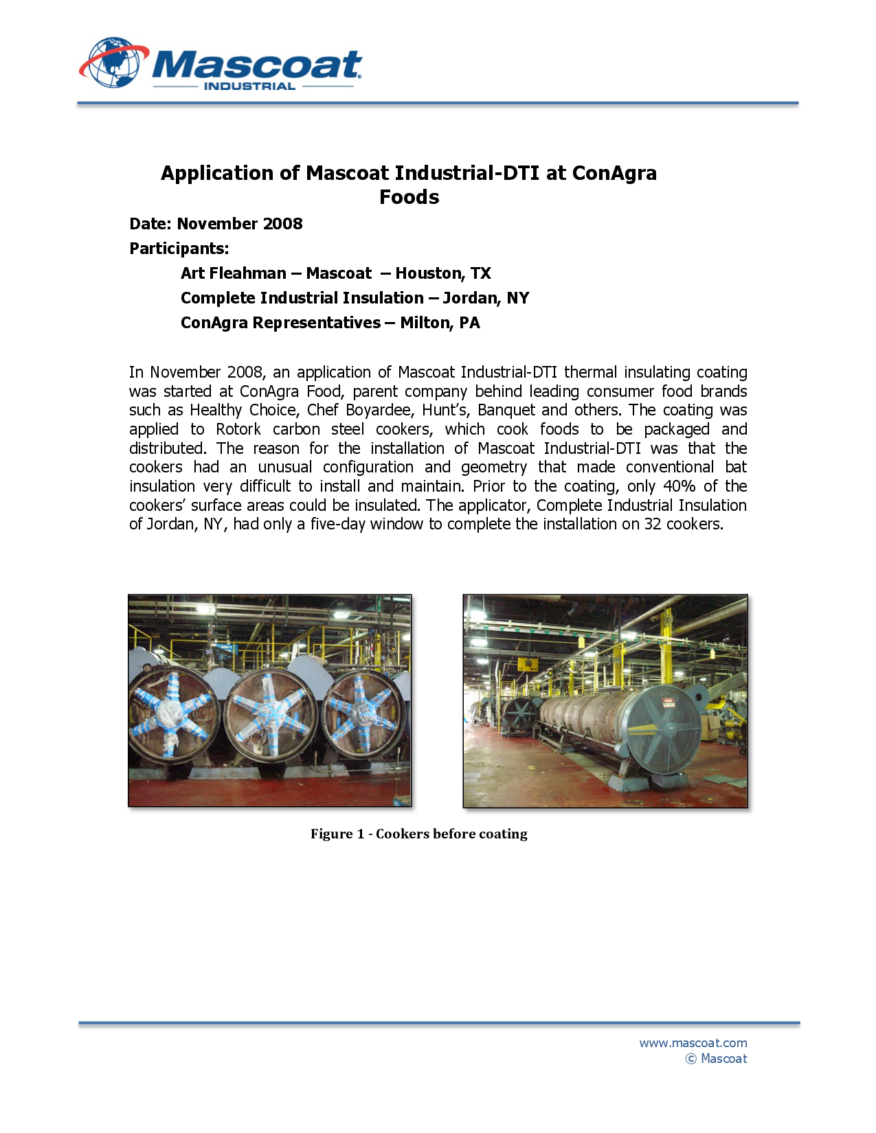 Application Of Mascoat Industrial - DTI At ConAgra Foods