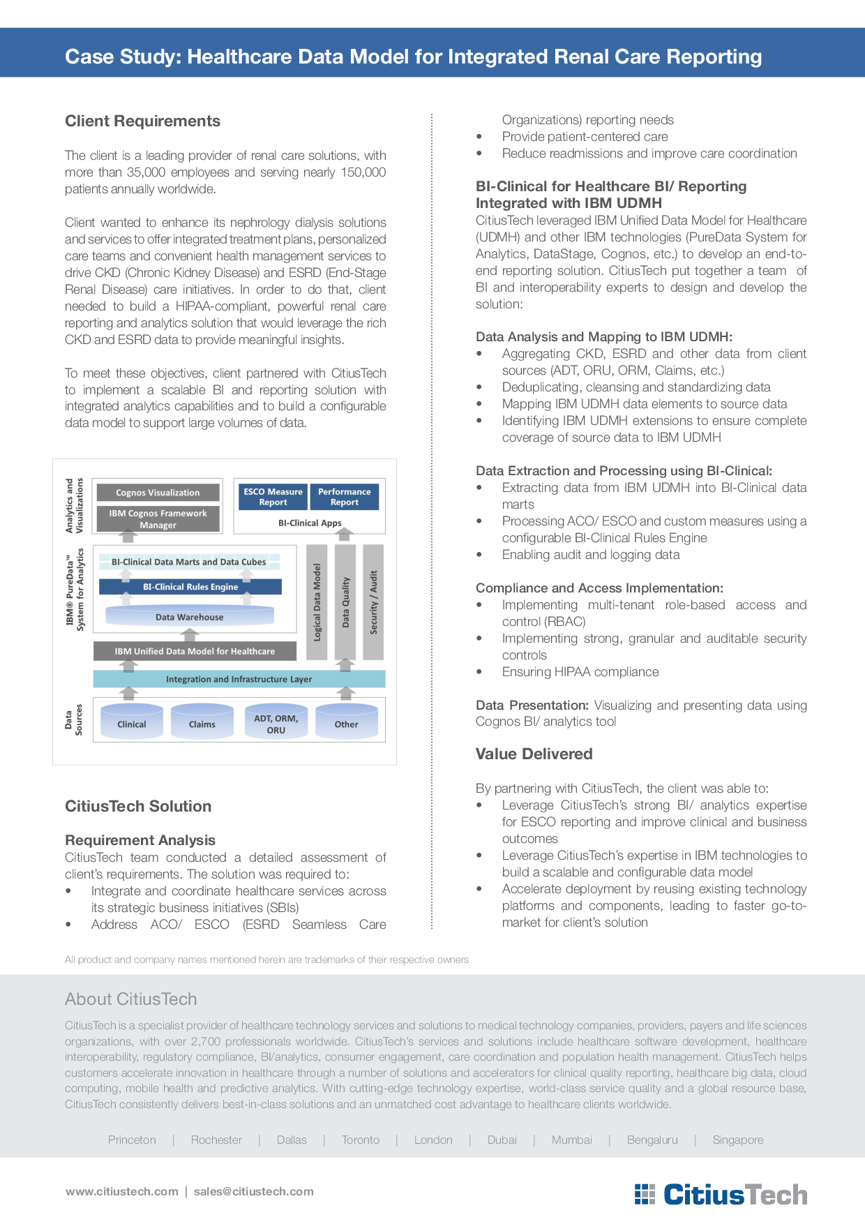 Healthcare Data Model for Integrated Renal Care Reporting