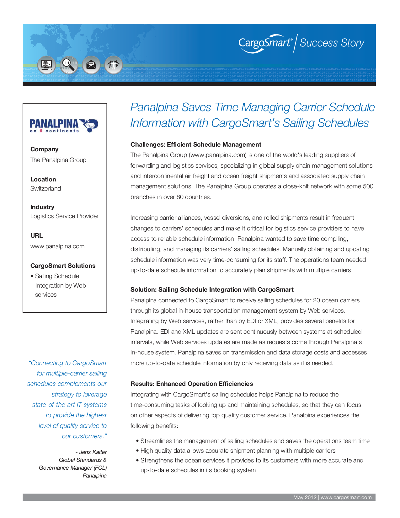 Panalpina Saves Time Managing Carrier Schedule Information w