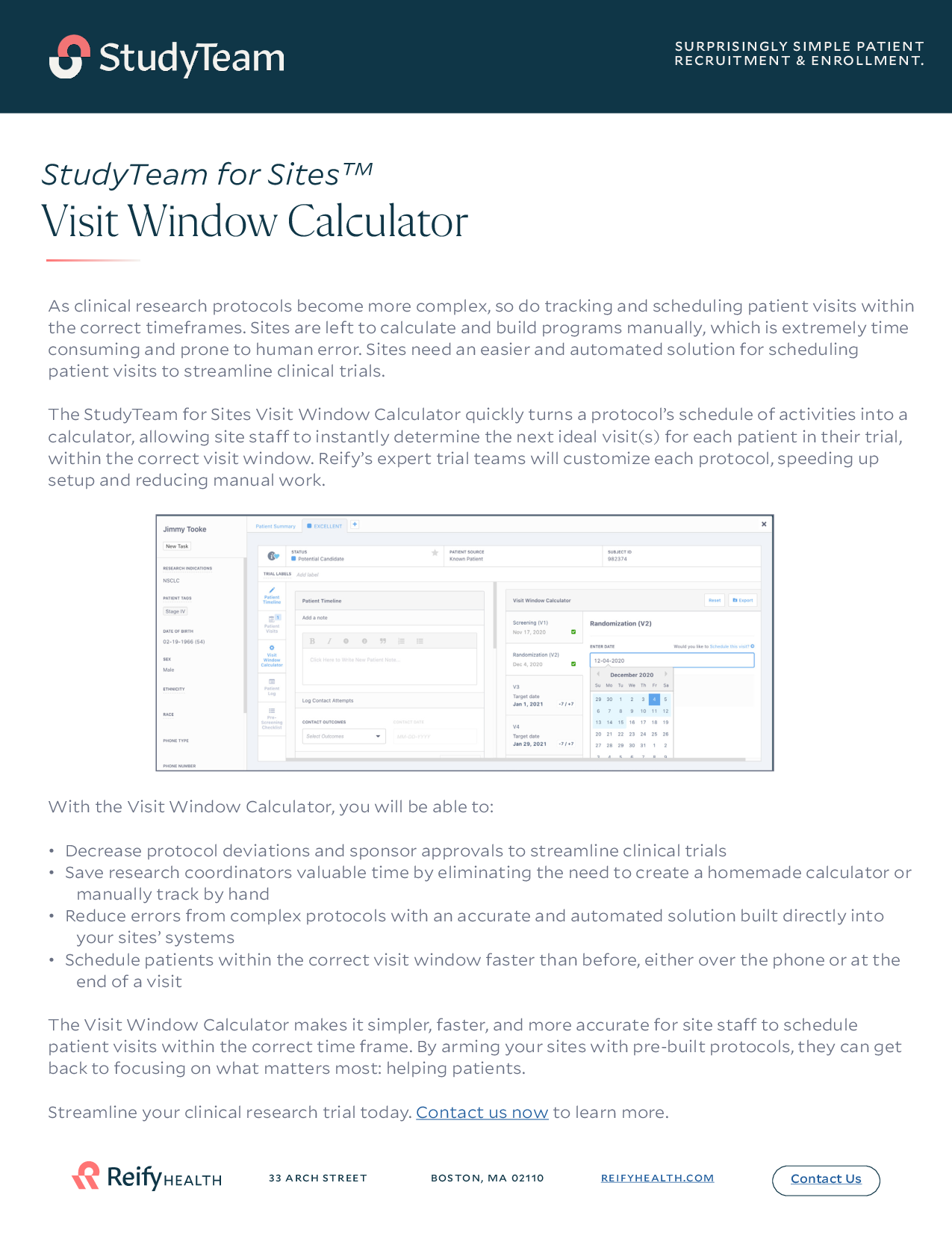 research study visit calculator