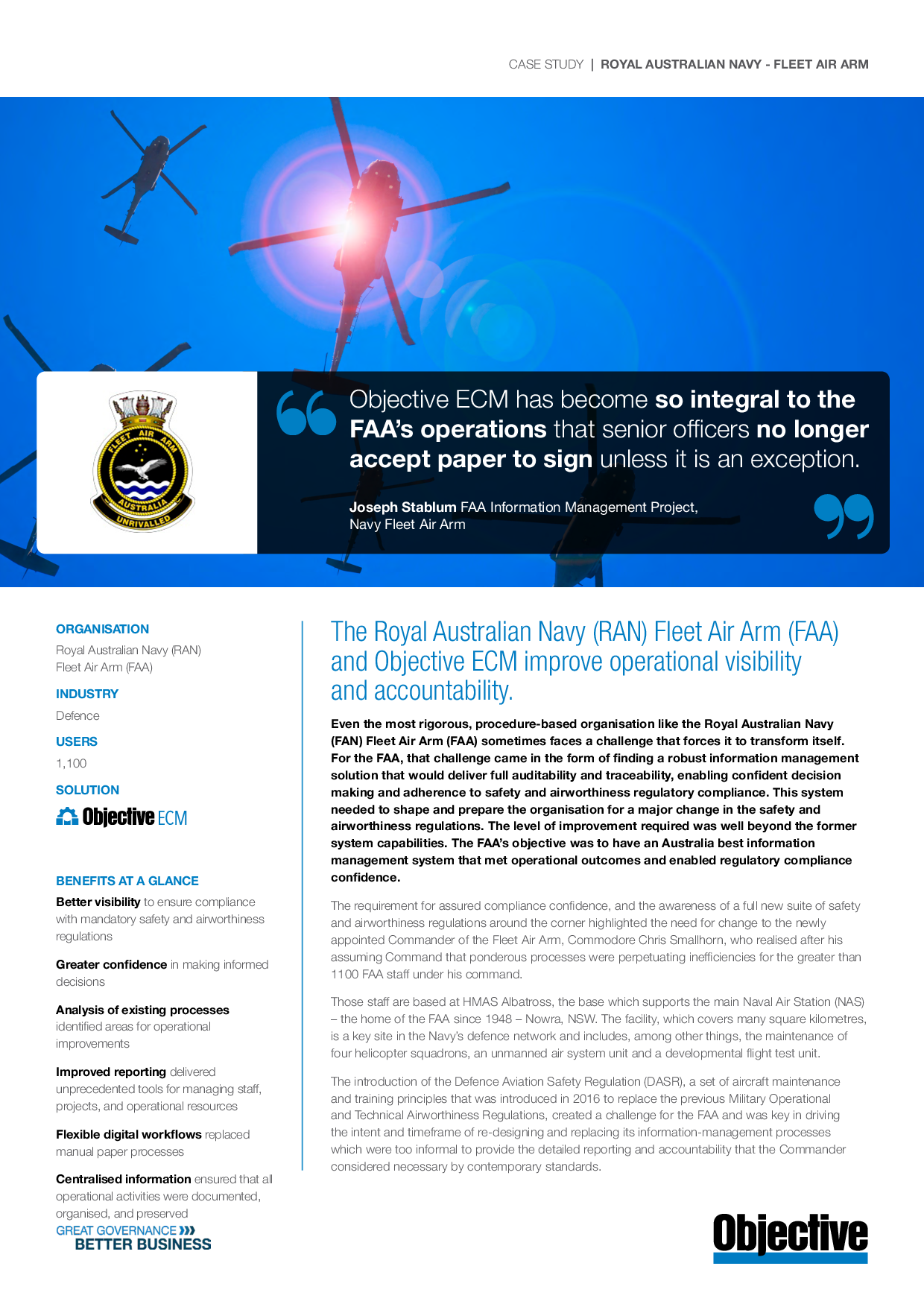 The Royal Australian Navy (RAN) Fleet Air Arm (FAA) and Obje