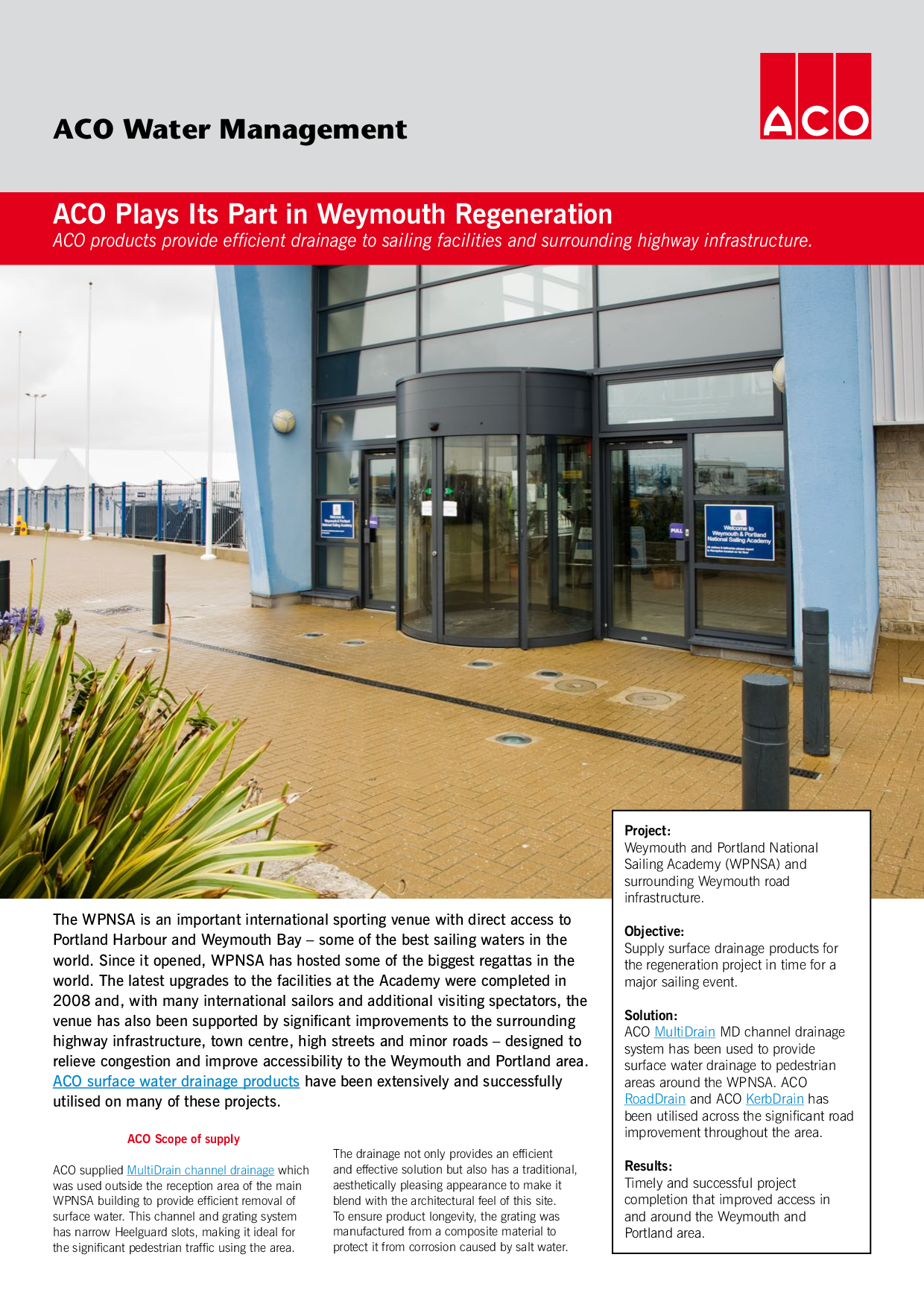 Aco Water Management Aco Plays Its Part In Weymouth Regenera