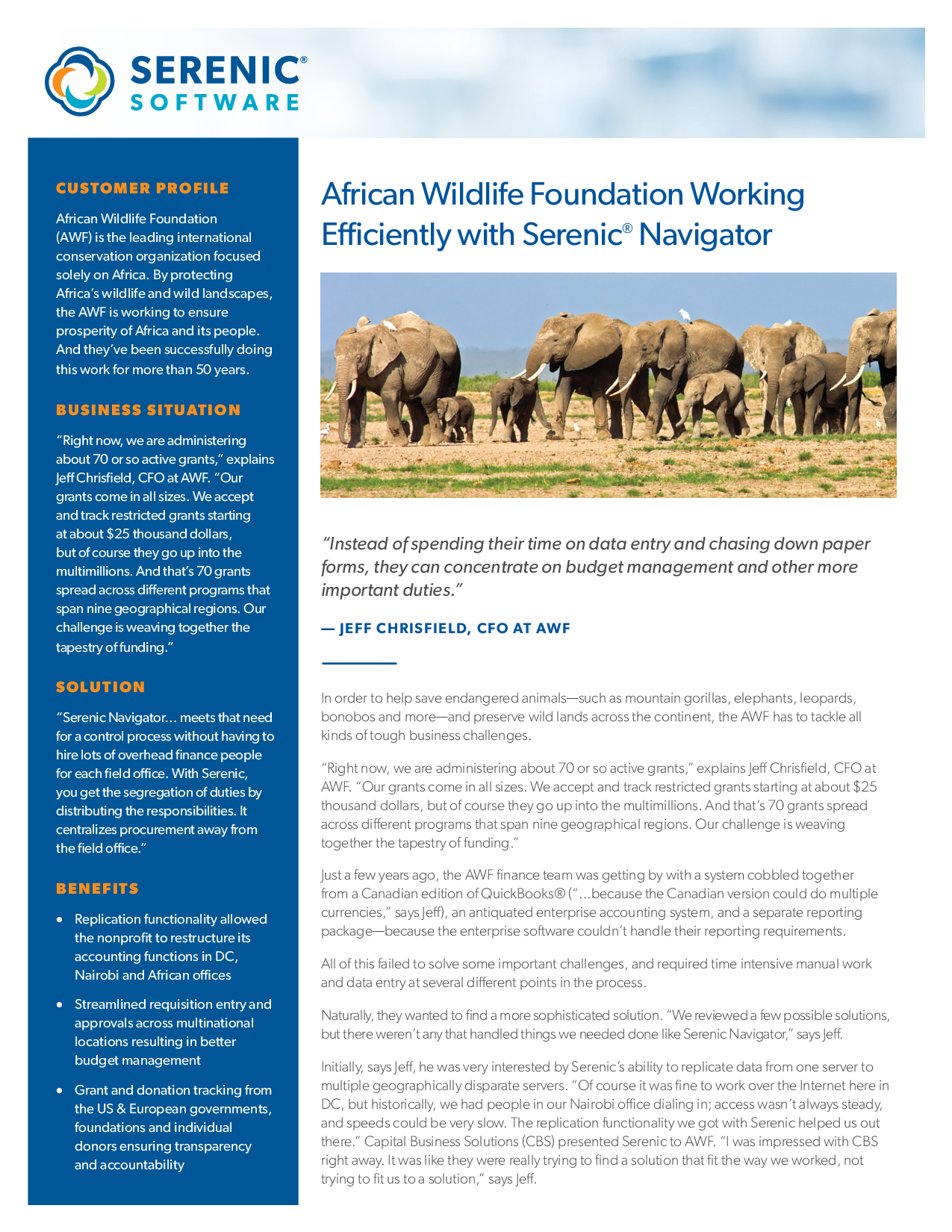 African Wildlife Foundation Working Efficiently with Sereni