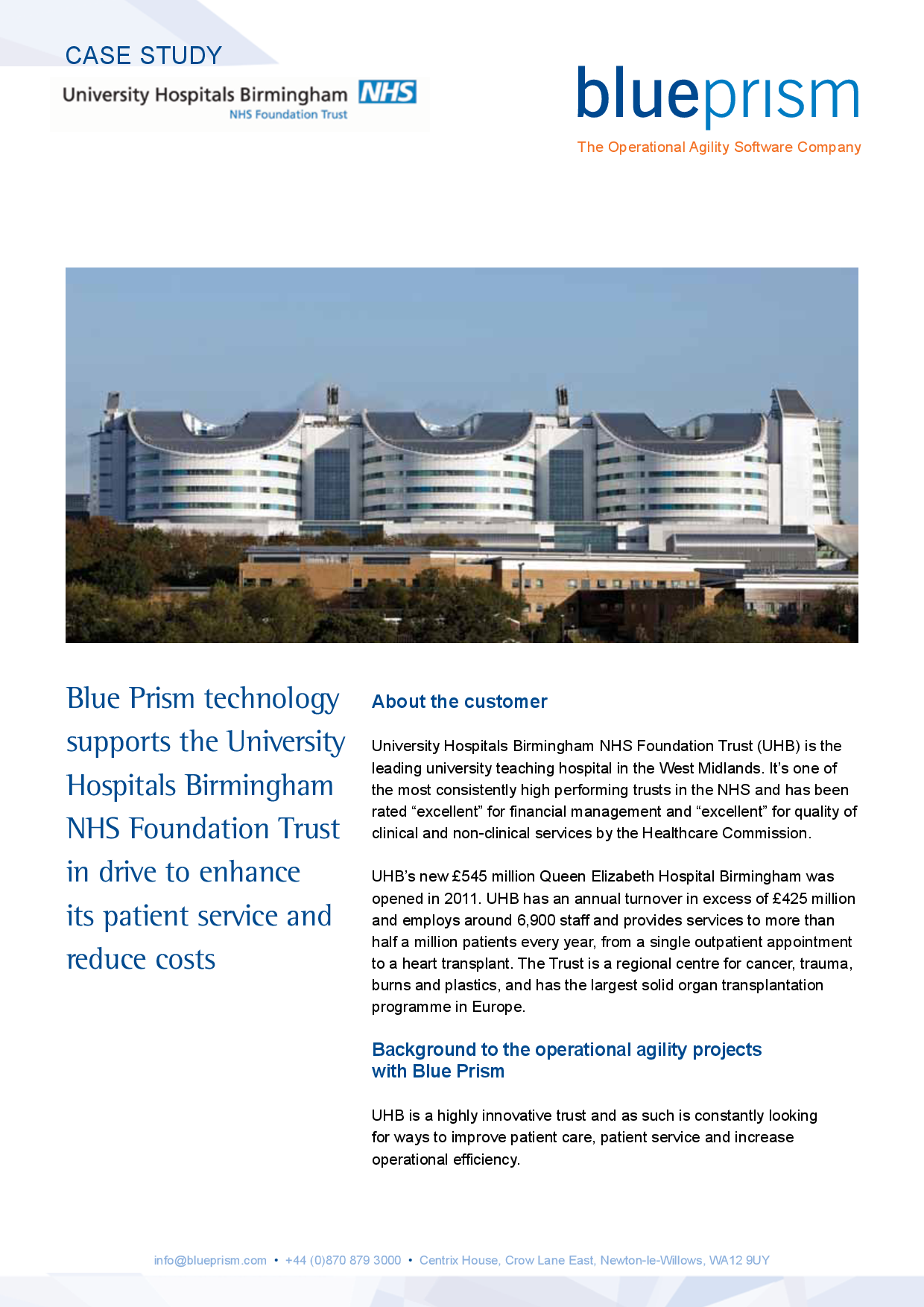 Blue Prism Technology Supports the University Hospitals Birm